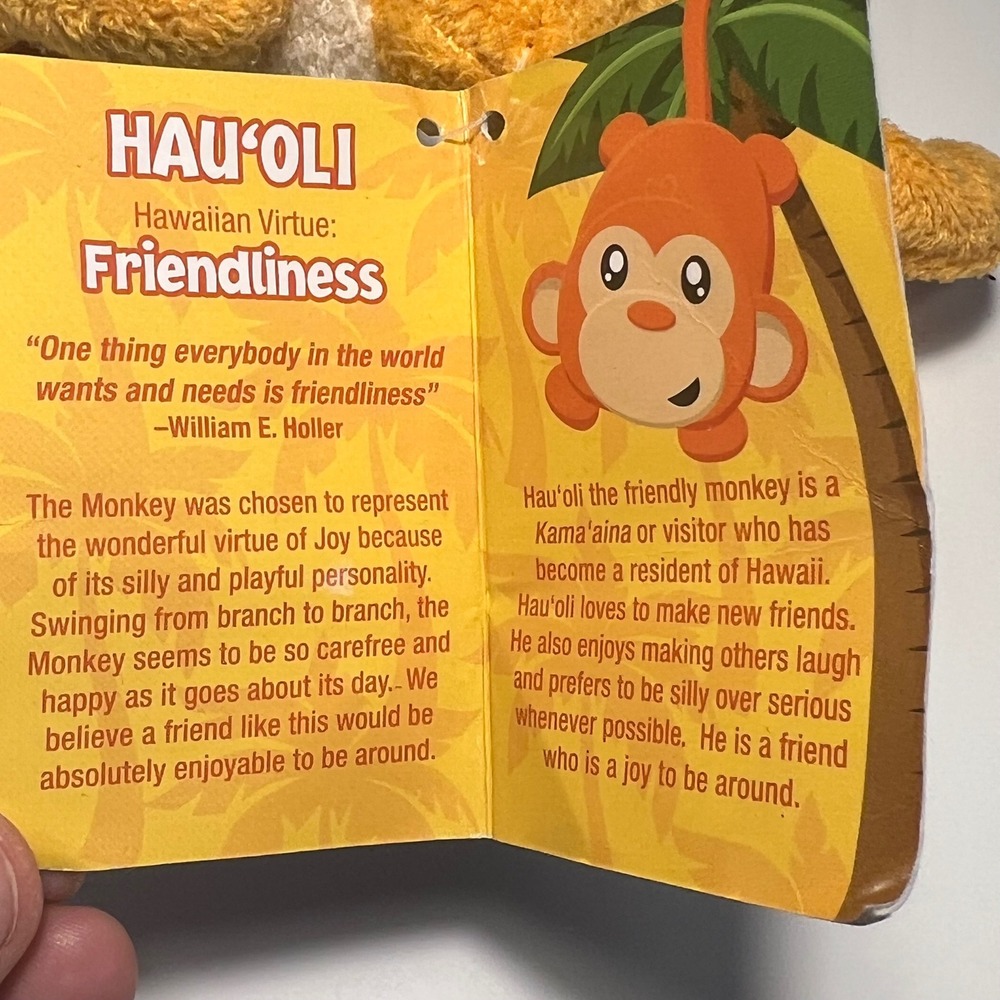 Hawaiian Stuff Small Hau'oli Monkey Plush Yellow Friendliness Collectible Tag - Picture 8 of 8